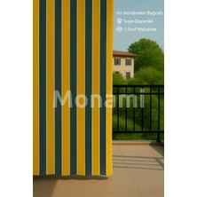 Monami Lüks Mavi-Beyaz Elegance Enxboy Bağcıklı Balkon Perdesi