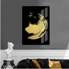 Harikabirev|gold-Siyah Spiral Soyut Modeli 02|çerçeveli Temperli Cam Tablo Tekli Dikey