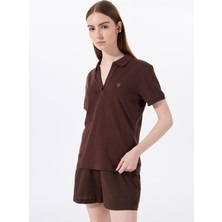 Kahve Kadın Relaxed Polo T-Shirt J5SL-TST7070