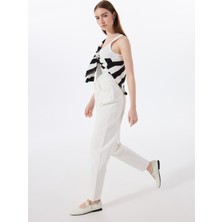 Mustang Standart Bel Normal Paça Mom Fit Beyaz Kadın Denim Pantolon Charlotte TAPERED-1011