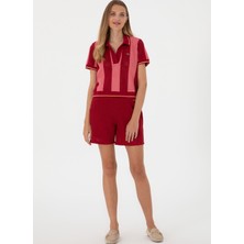 U.s. Polo Assn. Lastikli Bel Relaxed Bordo Kadın Şort Susane