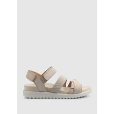 Bej Deri Kadın Düz Sandalet