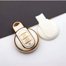 Mini Cooper F55 F56 F57 R56 R57 F60 F60 Beyaz-Gold Anahtar Kılıfı