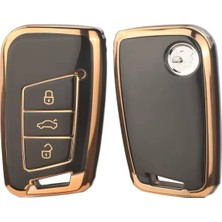 Skoda Kodiaq Siyah-Gold Anahtar Kılıfı