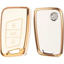 Skoda Superb Beyaz-Gold Anahtar Kılıfı 2015-2020