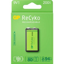 Gp Recyko 9 Volt 200 Mah Nı-Mh Şarjlı Pil GP20R8H-2E1-(GPRHV208R075) (4767) - ARS4659-4316