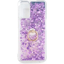 Spia Oppo A52 Kılıf Mor Liss Sulu Simli Silikon Kapak Orijinal Esnek Ince Geliştirilmiş Dayanıklı Darbe Karşıtı Koruyucu Yeni Nesil Tasarım (Oppo A52, Mor)