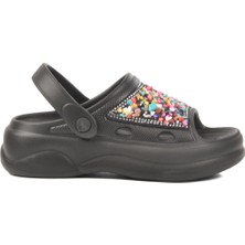 Aspor Siyah Işlemeli Eva Kadın Sabo Terlik