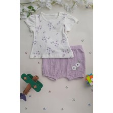 Kız Bebek Çocuk Çiçekli Takım Alt Üst Çocuk Şortlu Takım