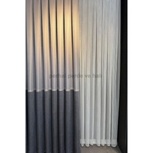 Yukarıdan Aşağı Çizgili Nokta Desenli 1-2 Seyrek Tül Perde, Etekleri Kurşunlu Kırışmaz Tül Perde