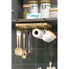 Paslanmaz Kupa Fincan Askılı Kesme Tahtası Raflı Mutfak Tezgah Üstü Organizer Raf Stand