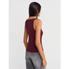 21048 Halter Yaka Top-Bordo