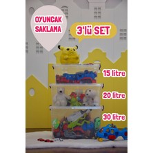 Plastik Kilitli Kapaklı Yatay Oyuncak Saklama Kutusu (15-20-30) 3 Lü Set