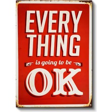 Tablofest Everything Is Going To Be Ok - Retro Motivasyon Sözü Kanvas Tablo