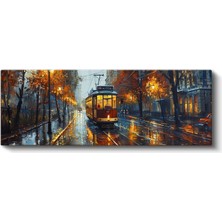 Sonbahar Tramvayı - Yağmurlu Akşam Sokağı Kanvas Tablo