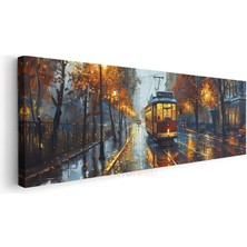 Sonbahar Tramvayı - Yağmurlu Akşam Sokağı Kanvas Tablo