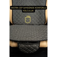 Dfm Pick-Upecarteks Terletmez Cepli Kaymaz Keten Oto Kılıf-Minder  ( 7 Parça-Füme )
