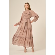 FTZ Women Kadın Simli Elbise  Beige 31144