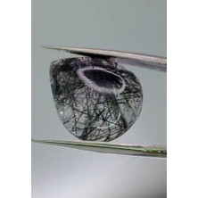 15.00CT 24.6X17.5MM Pear Natural Black Rutilated Quartz