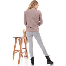 FTZ Women Kadın Düğme Detaylı Triko Beige 21-1100