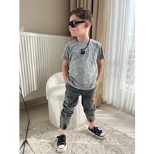 Cg Kids Yıkamalı Kabartma Baskı Bb Lastikli Paça Eskitme Jean Erkek Çocuk Alt Üst Takım