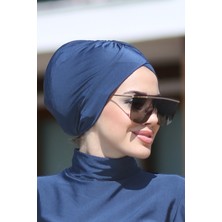 Çift Taraflı Çapraz ve Büzgü Deniz Bone Açık Lacivert R-1009