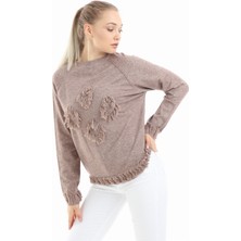 FTZ Women Kadın Yazı Detay Salaş Tunik Beige 21-1171