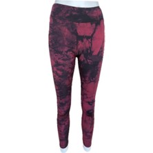 Batik Desenli Sporcu Bordo Crop Tayt Takım