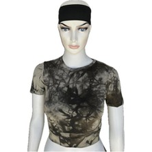 Batik Desenli Sporcu Yeşil Crop Tayt Takım