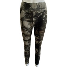 Batik Desenli Sporcu Yeşil Crop Tayt Takım