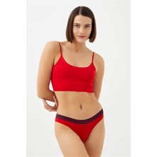 Cottonhill Kırmızı Renk Spor Kesim %90 Pamuklu Kadın Bikini Külot