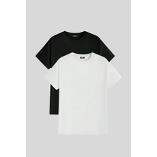 Erkek Tişört Standart Kalıp Basic Bisiklet Yaka T-Shırt Basıc-Mankensiz2