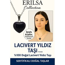 Sertifikalı Mini Kalp Model Lacivert Yıldız Taşı Kolye – Işıltı, Şans ve Ruhsal Koruma Taşı