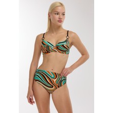 Ayyıldız 5643 Yeşil Desenli Yüksek Bel Bikini Takımı