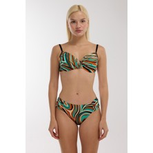 Ayyıldız 5644 Yeşil Desenli Toparlayıcı Bikini Takımı