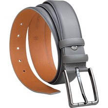 %100 Hakiki Deri Düz Renk 3.5 Cm.lik Klasik Kemer Gri