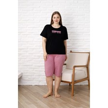 Nisanca %100 Pamuk  Büyük Beden Kısa Kol Kapri Kadın Pijama Takımı