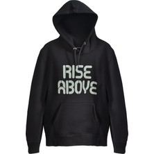 Siyah Unisex Rise Kadın & Erkek Kapüşonlu Sweatshirt