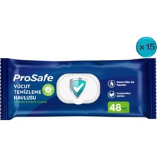 Prosafe Hasta Vücut Temizleme Islak Mendil Havlu 48 Yaprak Xl (15 Li Set) Plastik Kapak