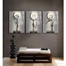 Taulart 3 Lü Soyut Modern Kadın Cam Tablo Kırılmaz Lüks Ev Hediyesi Tablo