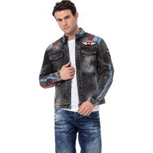 CJ300 Renkli Şeritli Havalı Erkek Jean Ceket