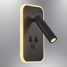 Mediterian Step Okuma Lambası, USB çıkışlı, Siyah, Metal, GU10 duy, modern tasarım