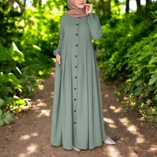 Tam Boy Keten Tesettür Elbise