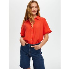 Yanları Renkli Nakışlı Jean Şort S25JST002