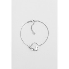 So CHIC Aşk Kelebeği 18 Ayar Beyaz Altın Kaplama 20 Cm Gümüş Bileklik