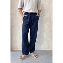 Erkek Beli Lastikli Baggy Kalıp Keten Pantolon