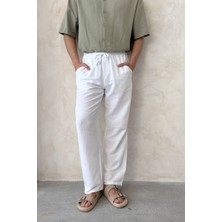 Erkek Beli Lastikli Baggy Kalıp Keten Pantolon
