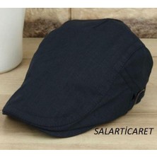 Lacivert Yazlık Keten Ayarlanabilir Erkek Kasket