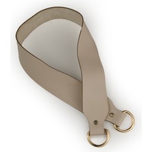 Krem Deri Çanta Sapı Çift Gold Renk Metalli