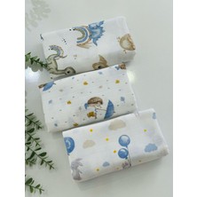 %100 Pamuk Müslin Bebek Battaniyesi 3'lü Set Oeko-Tex Sertifikalı MÜSLIN ÖRTÜ 80 x 90  cm